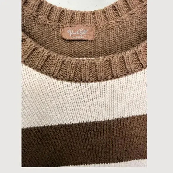 Brandy Melville John Galt Cream Brown Striped Knit Sweater – One Size - Picture 4 of 5